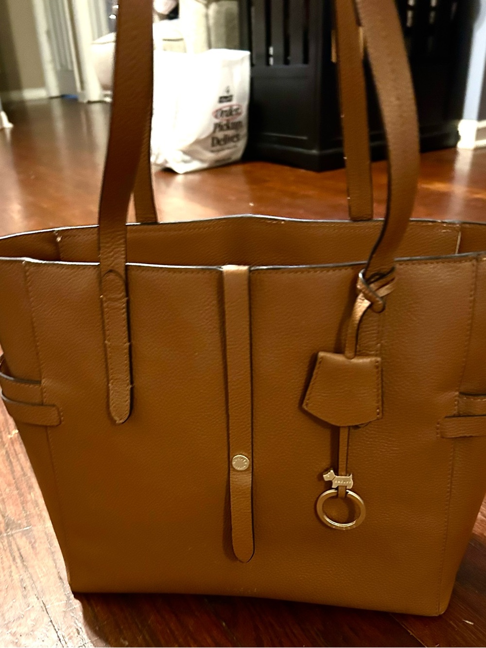 Radley London genuine leather Classic Tan Leather Tote Bag with Keyring Charm